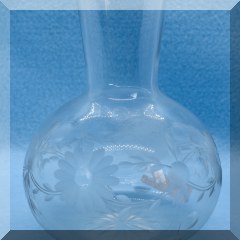 G39. Etched floral vase 6”h - $10
